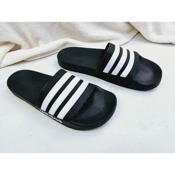 Adidas Size 12 Men's Black Cloud Foam Logo Slides Made In Italy Style #GZ5922 - Picture 12 of 14